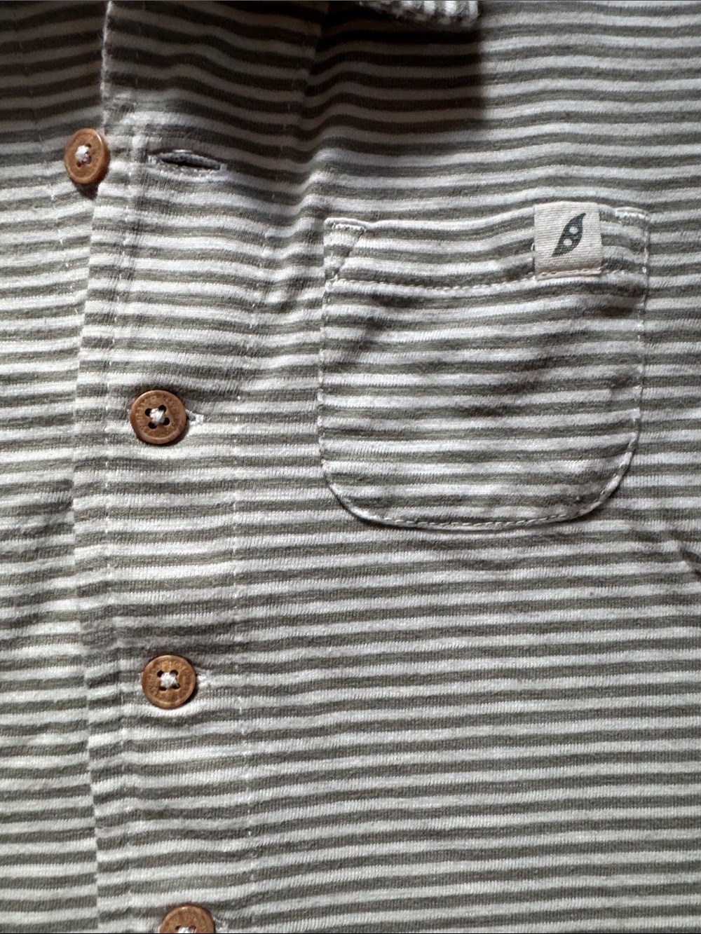 Children's Striped Button-Up Shirt - Neutral green/White easy-peasy 3t - Picture 3 of 4